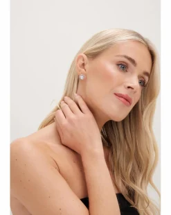 Jon Richard Rhodium Plated Cubic Zirconia Tennis Earrings