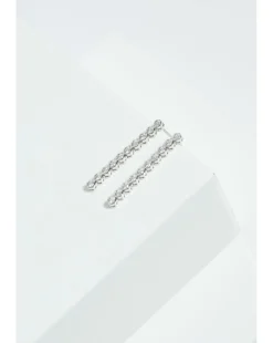 Jon Richard Rhodium Plated Cubic Zirconia Tennis Earrings