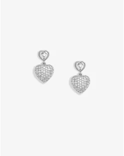 Jon Richard Rhodium Plated Cubic Zirconia Micro Pave Heart Earrings - Gift Boxed