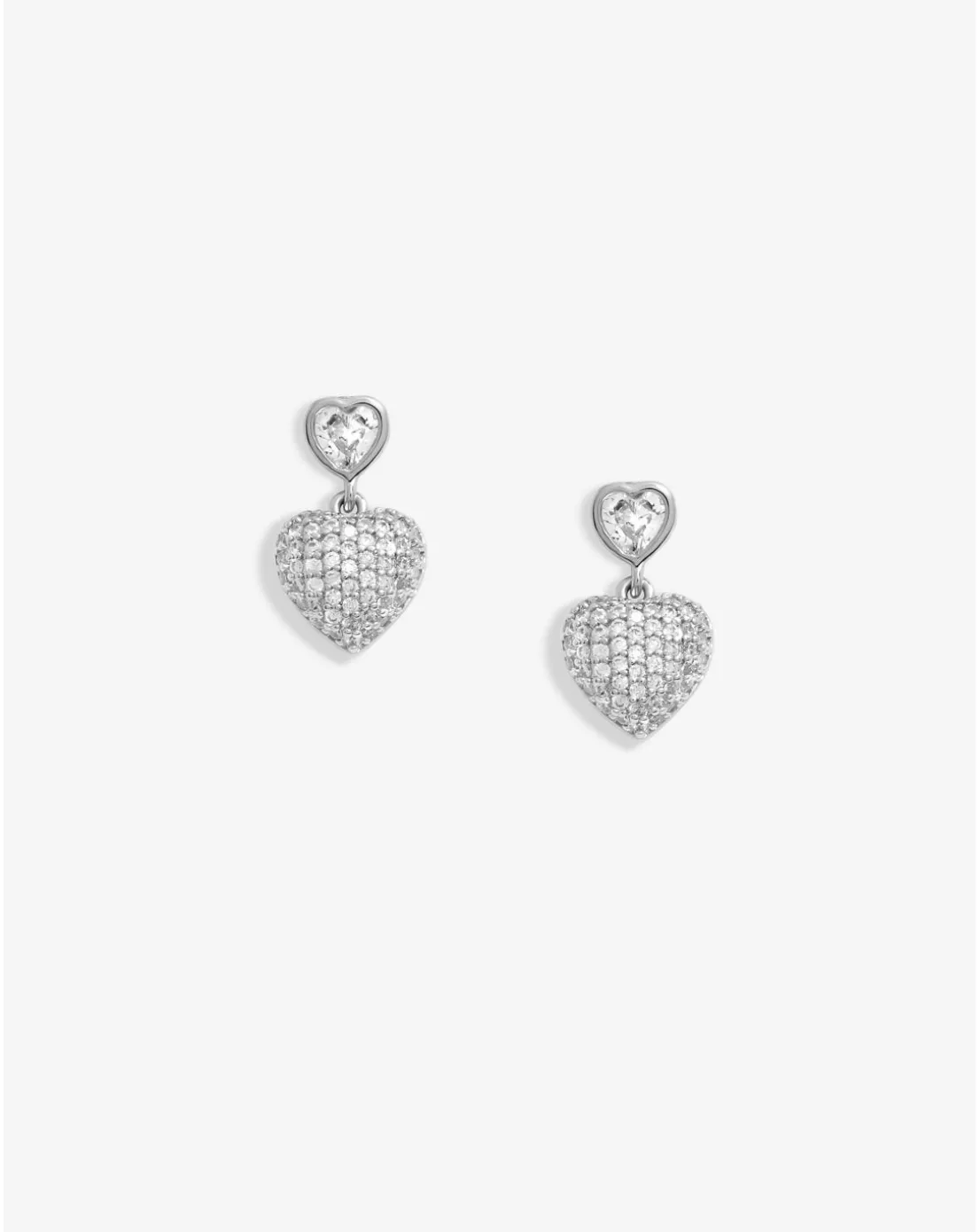 Jon Richard Rhodium Plated Cubic Zirconia Micro Pave Heart Earrings - Gift Boxed