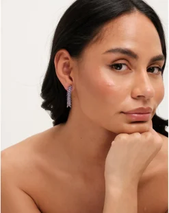 Jon Richard Rhodium Plated Lavender Leaf Earrings