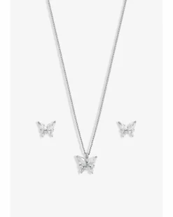 Jon Richard Rhodium Plated Cubic Zirconia Butterfly Set - Gift Boxed