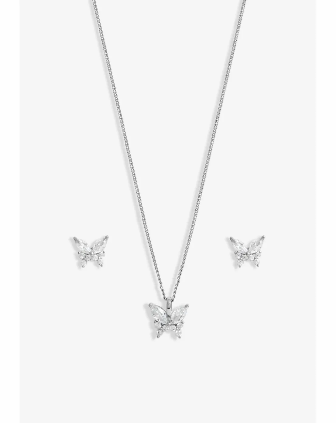 Jon Richard Rhodium Plated Cubic Zirconia Butterfly Set - Gift Boxed