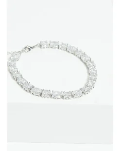 Jon Richard Rhodium Plated Cubic Zirconia Mixed Stone Bracelet - Gift Boxed