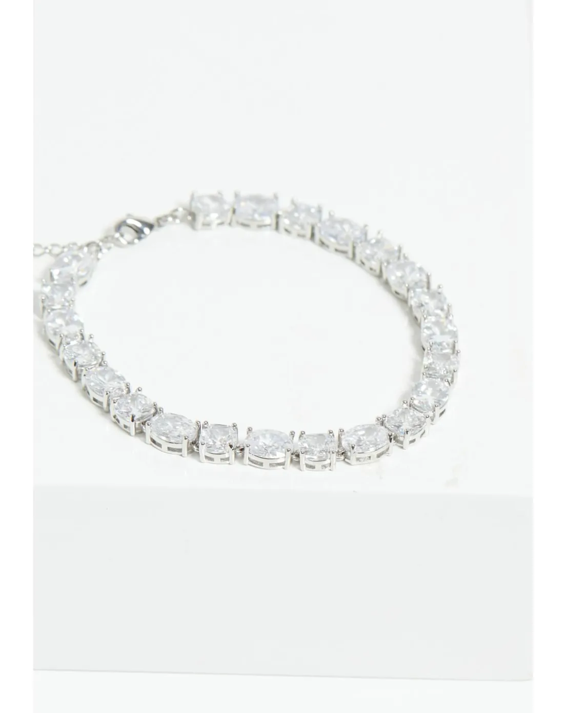 Jon Richard Rhodium Plated Cubic Zirconia Mixed Stone Bracelet - Gift Boxed