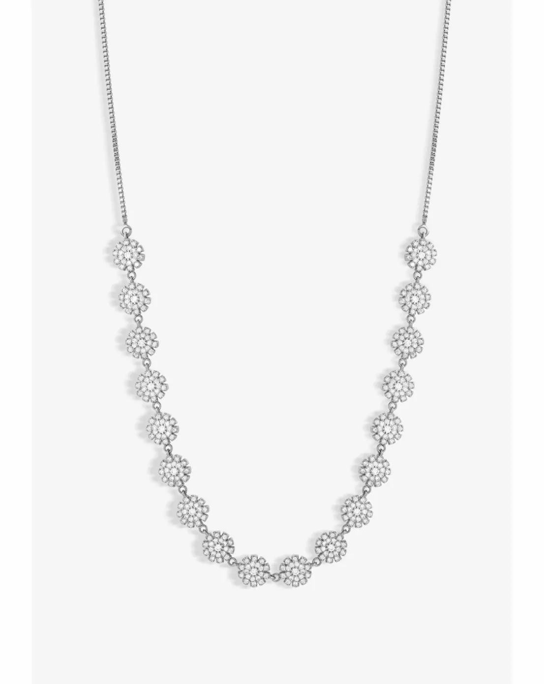 Jon Richard Rhodium Plated Cubic Mini Flower Adjustable Necklace