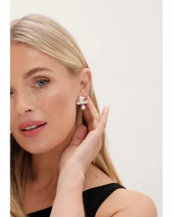 Jon Richard Satin Floral Pearl Earrings