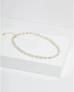 Jon Richard Semi Precious Pearl And Gold Bead Necklace
