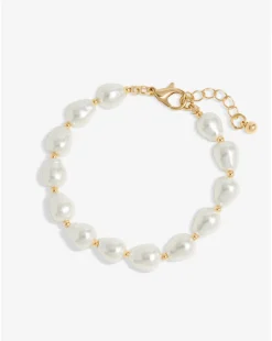 Jon Richard Semi Precious Pearl And Gold Bead Bracelet