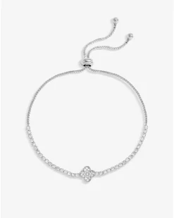 Jon Richard Silver Plated Clover And Crystal Toggle Bracelet