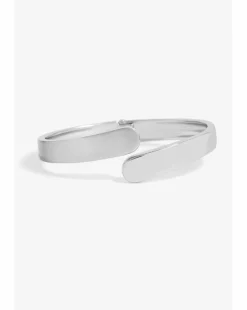 Jon Richard Silver Plated Polished Satin Open Hinge Bangle