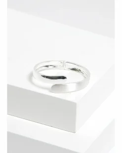 Jon Richard Silver Plated Polished Satin Open Hinge Bangle