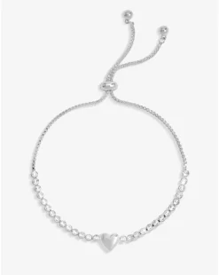 Jon Richard Silver Plated Polished Heart And Crystal Toggle Bracelet