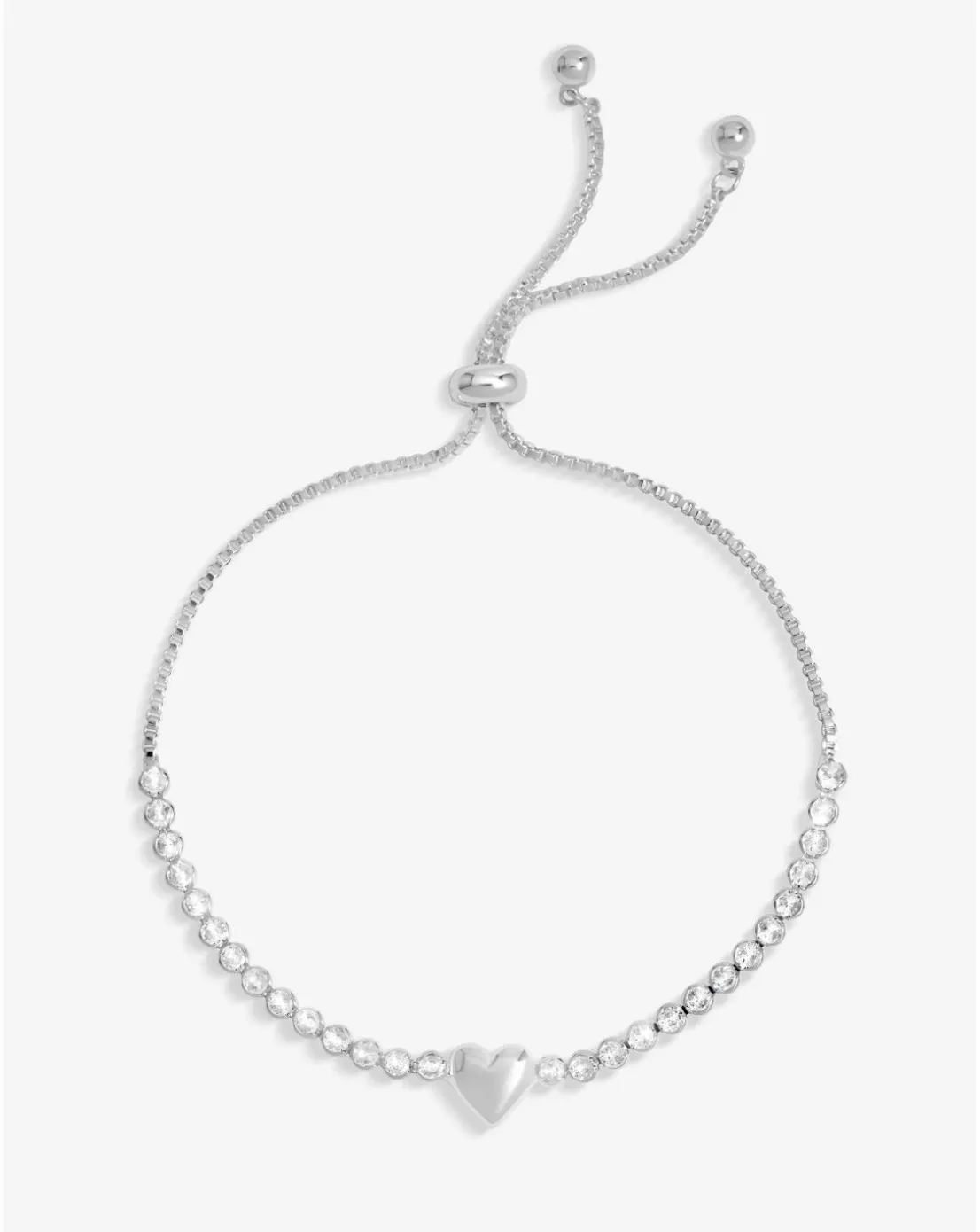 Jon Richard Silver Plated Polished Heart And Crystal Toggle Bracelet