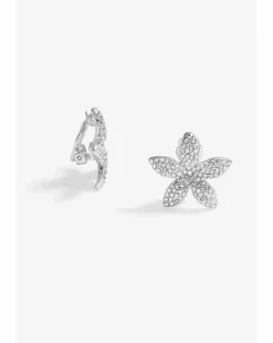 Jon Richard Silver Plated Pave Floral Earrings