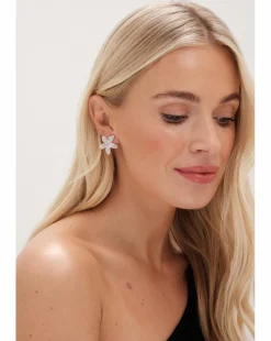 Jon Richard Silver Plated Pave Floral Earrings