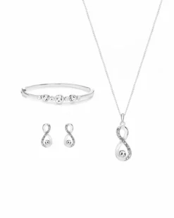 Jon Richard Silver Plated Crystal Infinity Jewellery Set - Gift Boxed