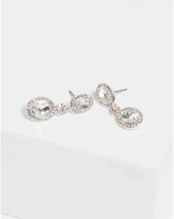 Jon Richard Silver Plated Crystal Halo Earrings