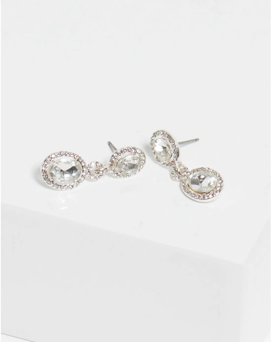 Jon Richard Silver Plated Crystal Halo Earrings