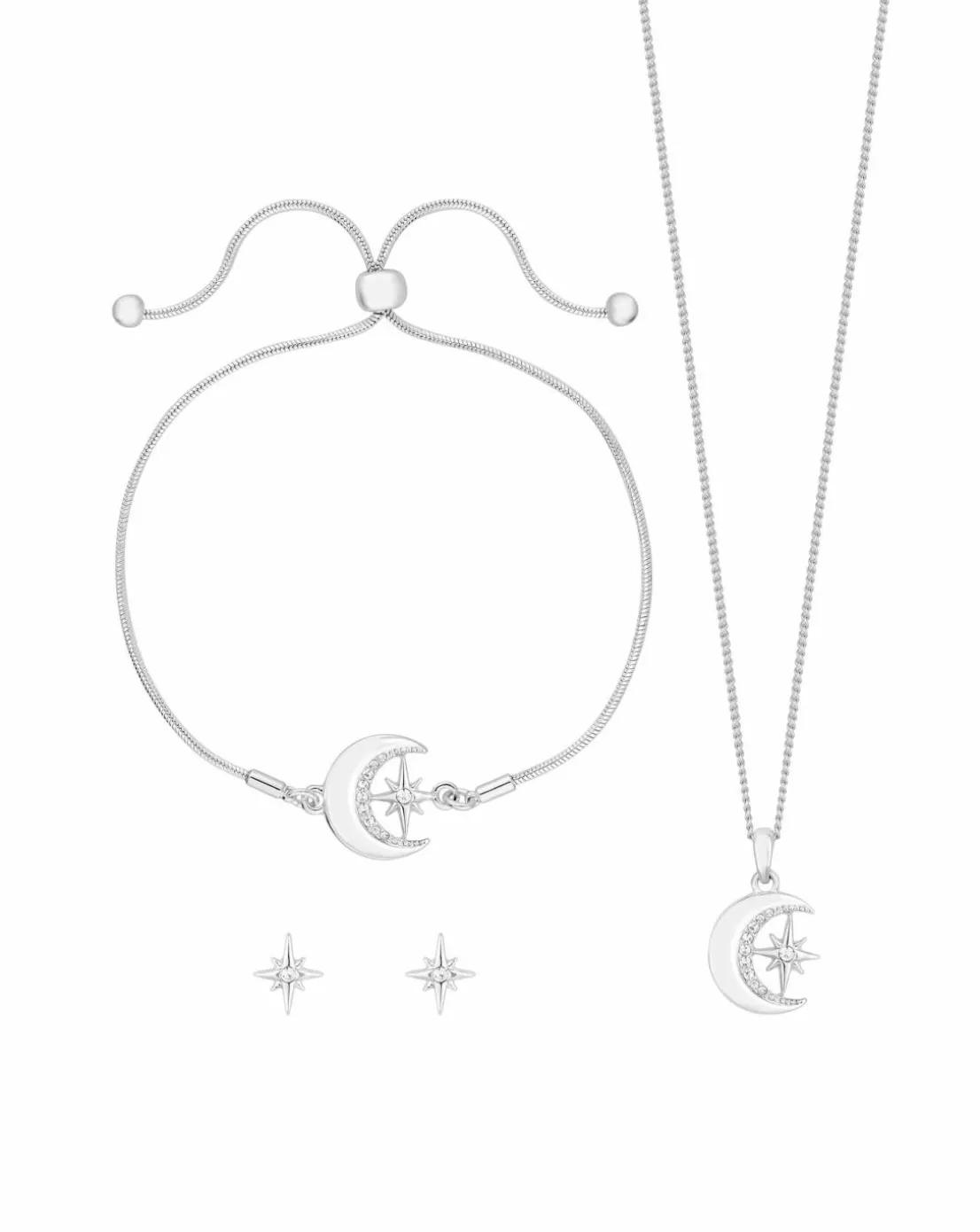 Jon Richard Silver Plated Moon And Crystal Trio Set - Gift Boxed