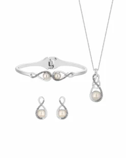 Jon Richard Silver Plated Clear Crystal Infinity Matching Trio Set - Gift Boxed