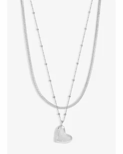 Jon Richard Silver Plated Double Row Molten Heart Necklace