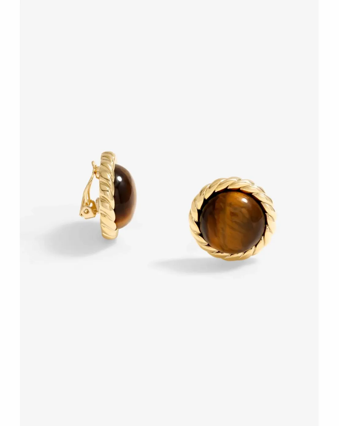 Jon Richard Tigers Eye Clip Earrings