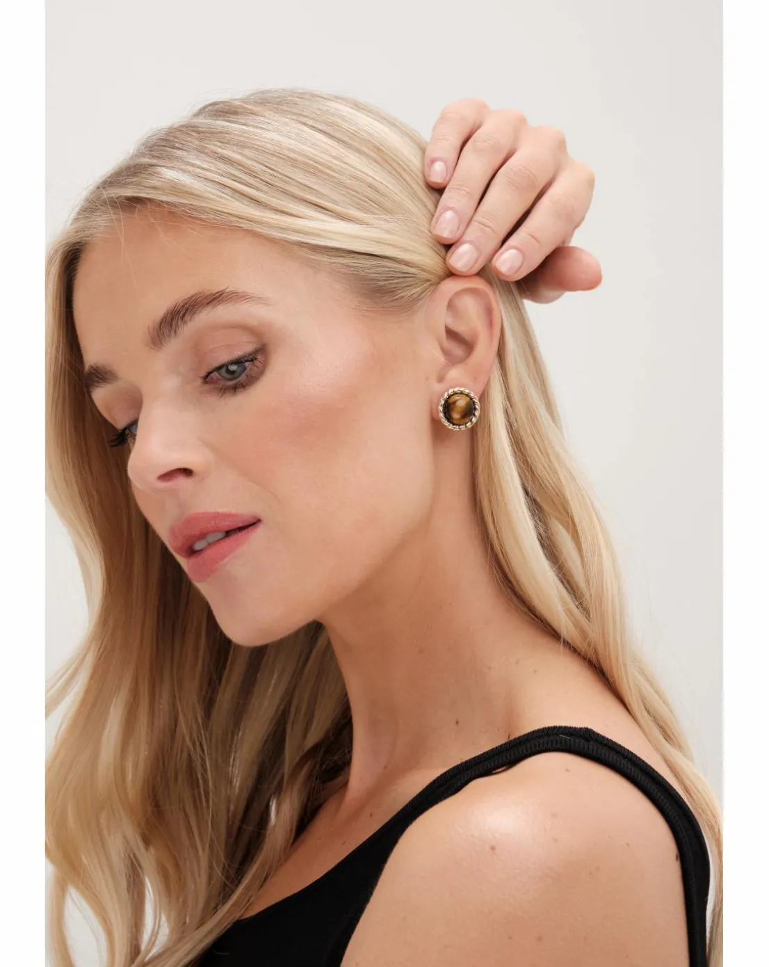 Jon Richard Tigers Eye Clip Earrings