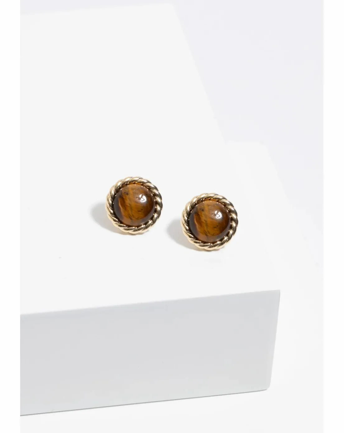 Jon Richard Tigers Eye Clip Earrings