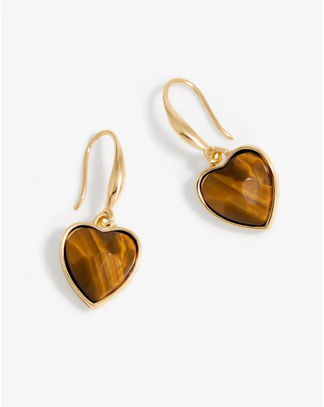Jon Richard Tigers Eye Heart Drop Earrings
