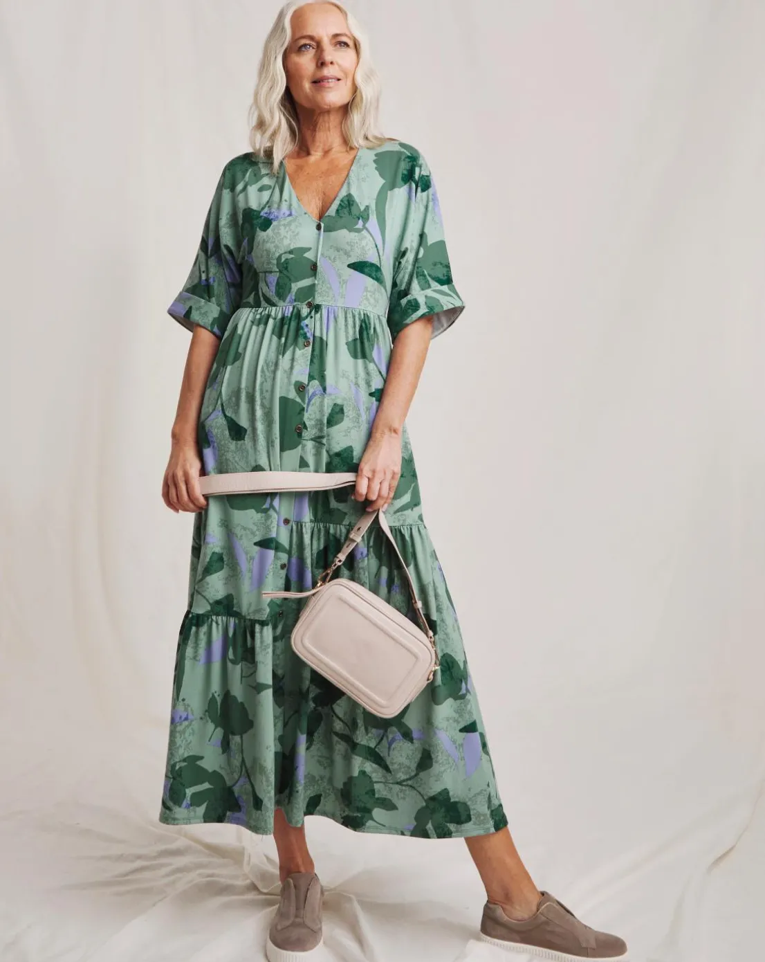 Julipa Asymmetric Button Down Midi Dress