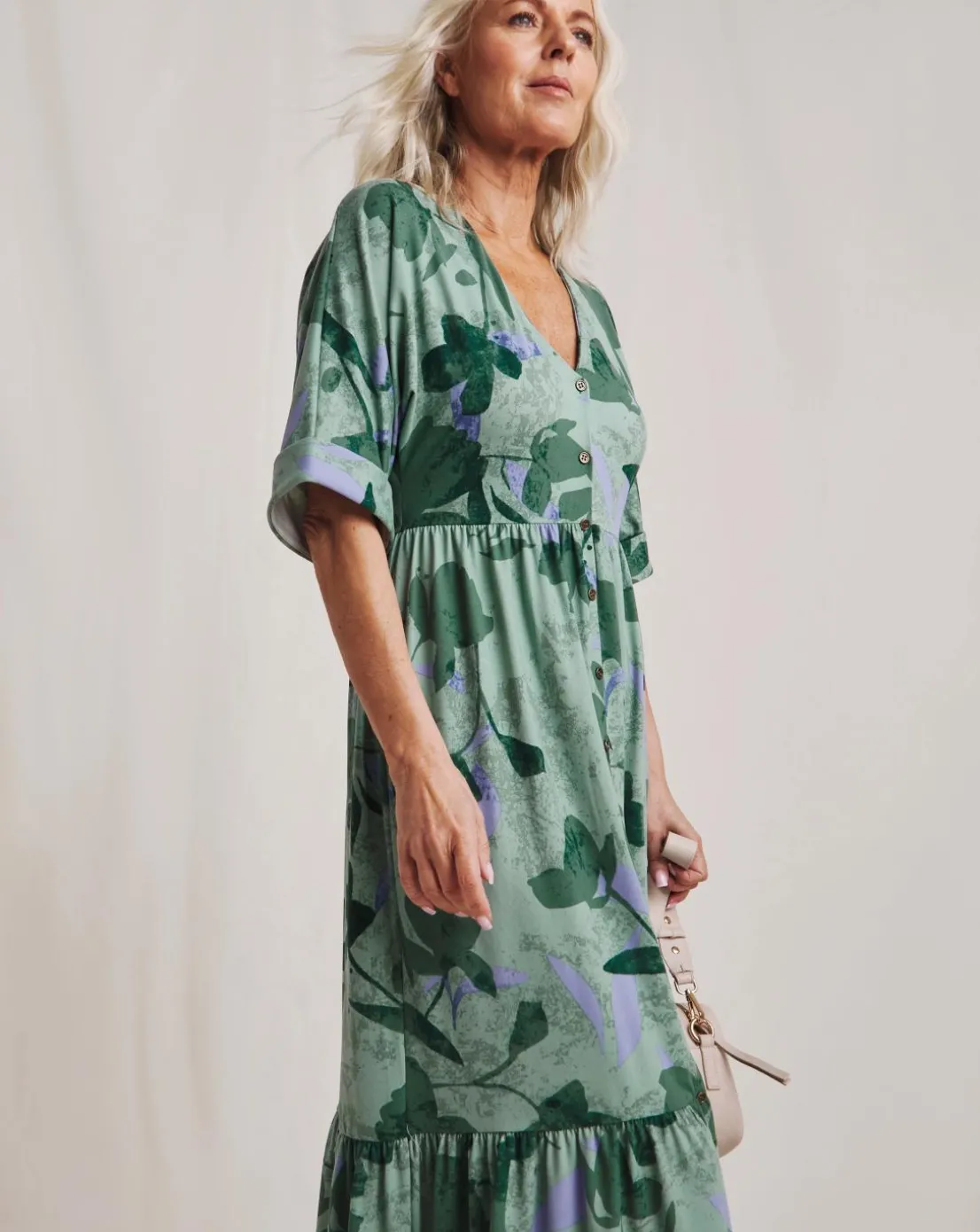 Julipa Asymmetric Button Down Midi Dress