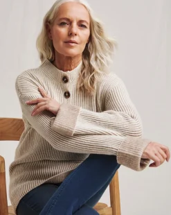 Julipa Beige Ribbed Henley Jumper
