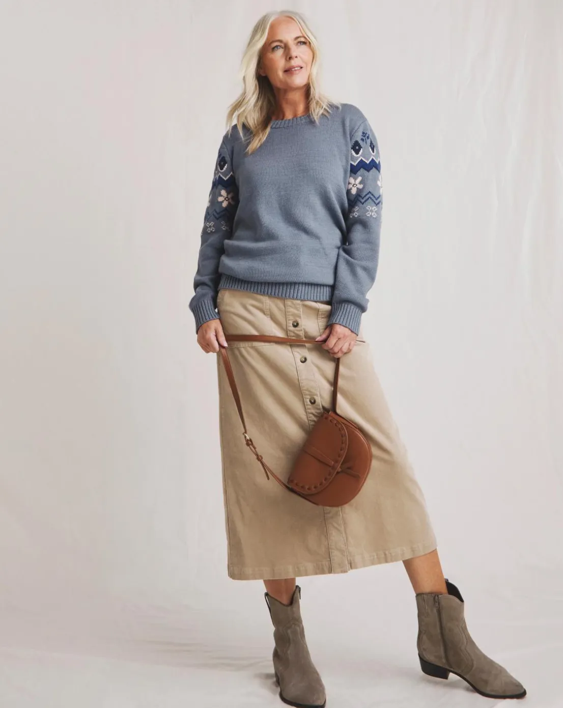 Julipa Blue Fairisle Sleeve Jumper