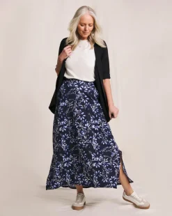 Julipa Blue Printed Jersey Midi Skirt