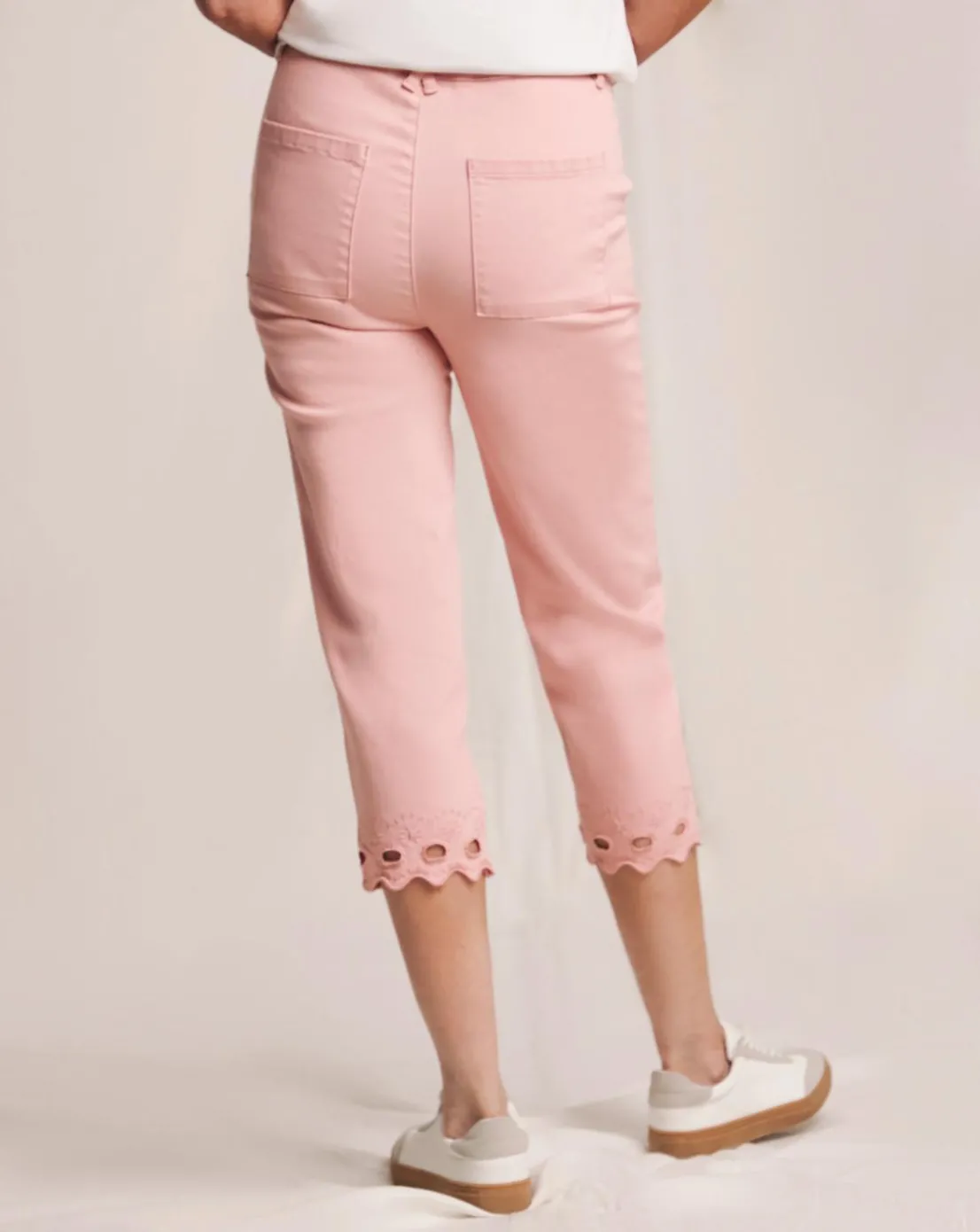Julipa Blush Embroidered Cut Out Cropped Stretch Trouser