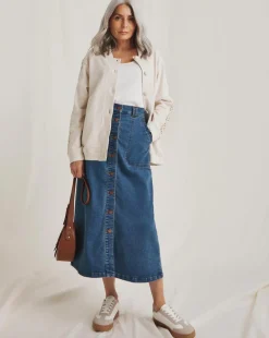 Julipa Button Down Denim Skirt