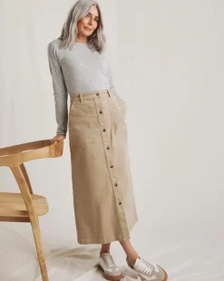 Julipa Button Down Stretch Cord Skirt