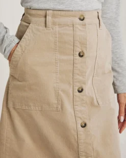 Julipa Button Down Stretch Cord Skirt