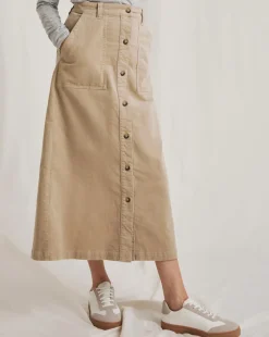 Julipa Button Down Stretch Cord Skirt