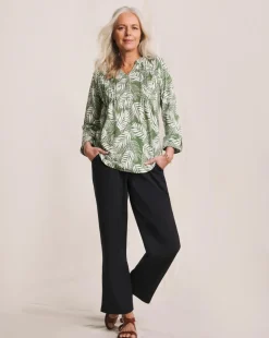 Julipa Button Front Cotton Pintuck Top