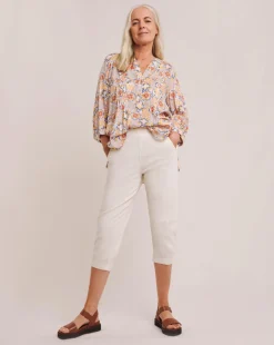 Julipa Button Side Crop Stretch Trouser