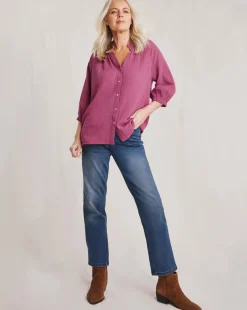 Julipa Cheesecloth Button Down Blouse