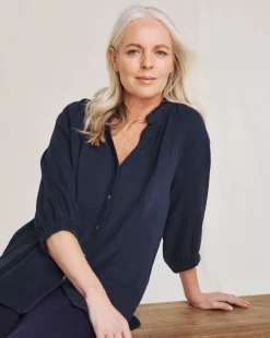 Julipa Cheesecloth Button Down Blouse