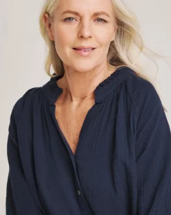 Julipa Cheesecloth Button Down Blouse