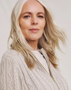 Julipa Cotton Cable Zip Up Cardigan