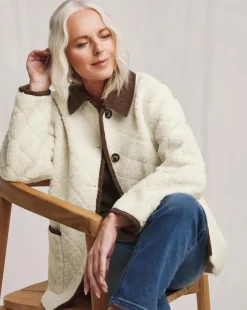 Julipa Cream Diamond Quilted Borg Jacket