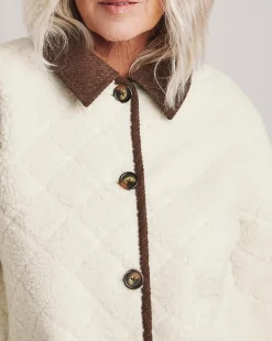 Julipa Cream Diamond Quilted Borg Jacket