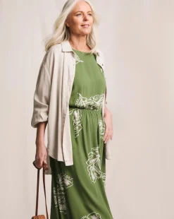 Julipa Crinkle Printed Pocket Midi Dress