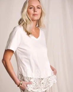 Julipa Crochet Lace Hem T-Shirt